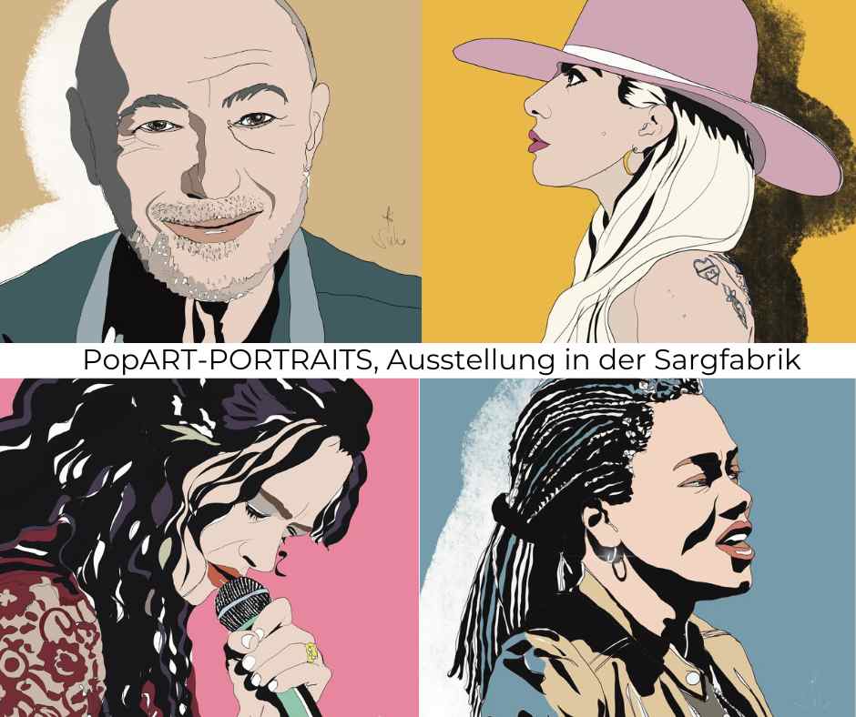 Ausstellung von 21 handgezeichneten PopART-Portraits