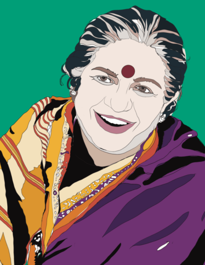 handgezeichnetes Firmenportrait Vandana Shiva